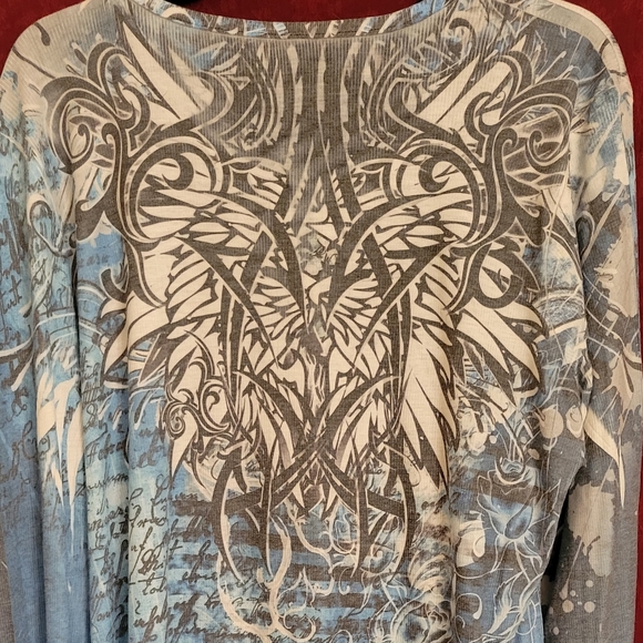 Kiara long-sleeve split neck tattoo inspired top Sz XXL - Picture 4 of 9